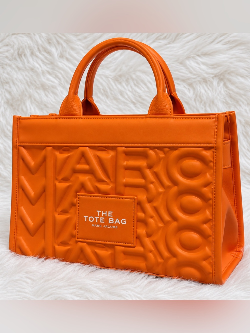 NWT Marc Jacobs The Tote Bag Coral Orange Embossed Handbag